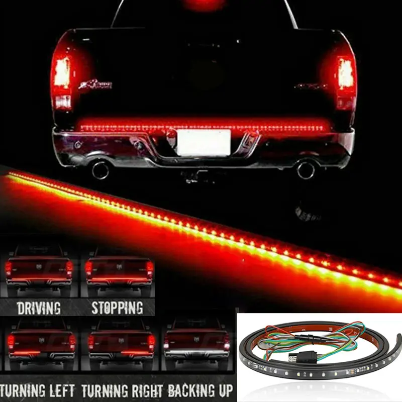 

12V 60 Inch Car Brake Turn Light Warning Signal Flexible LED Strip Rear Tail Running Reverse Double Flash Lights for Car Truck