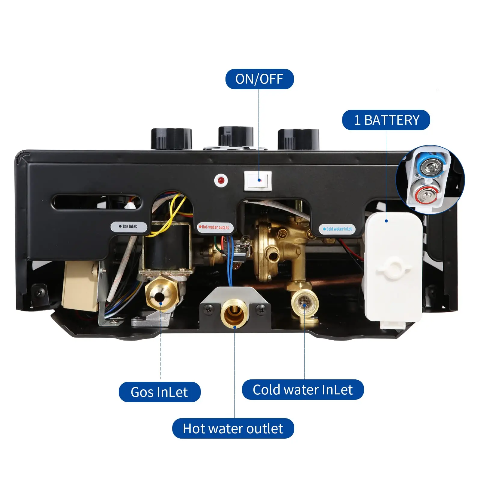 12L/16L/18L Tankless Water Heater Outdoor Portable Gas Hot Water Heater Instant Propane with Digital Display