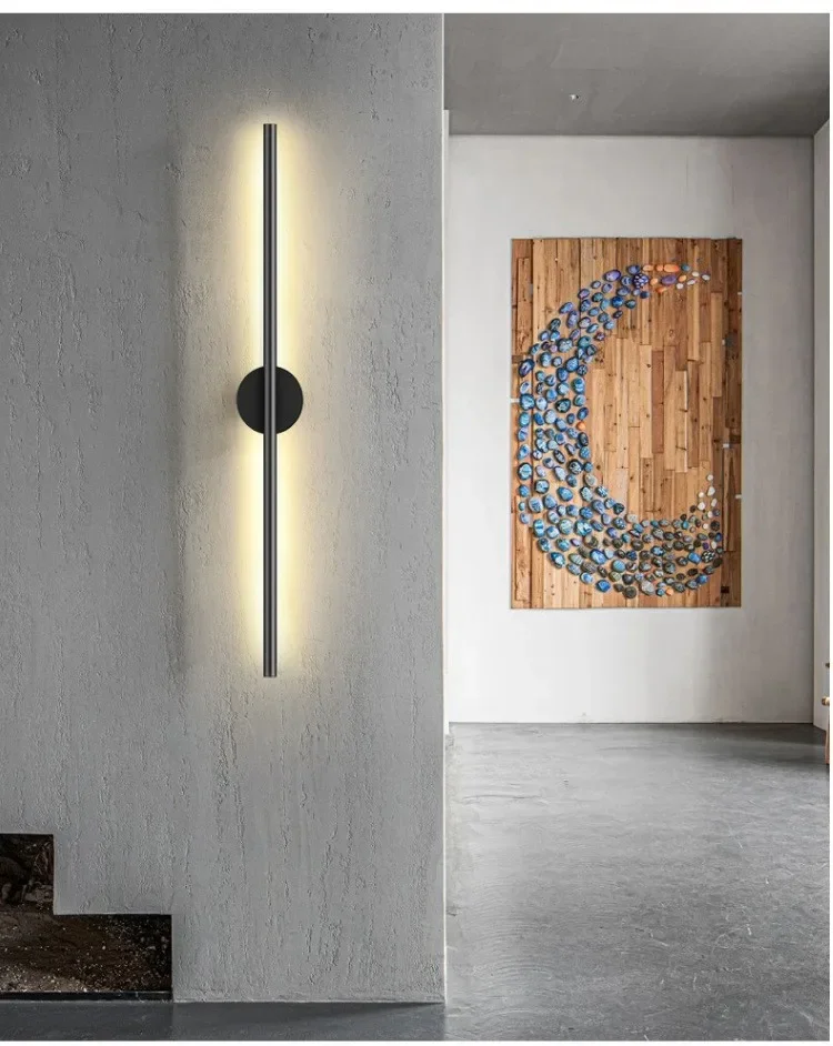 Luz de parede led inteligente com controle remoto por aplicativo, arandela linear regulável moderna, luz que muda de cor rgb para quarto, corredor, kitc