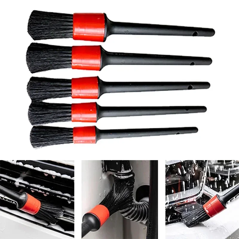 SEAMETAL 5pcs Car Detailing Brush Set Car Dashboard Air Conditioner Air Outlet Wheel Brushes for Car Interior Cleaning Tools