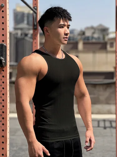 남성용 코튼 라운드넥 오버사이즈 민소매 티셔츠, 헬스장 스포츠 피트니스 러닝 트레이닝 보디빌딩 탱크탑, 여름 신상 5