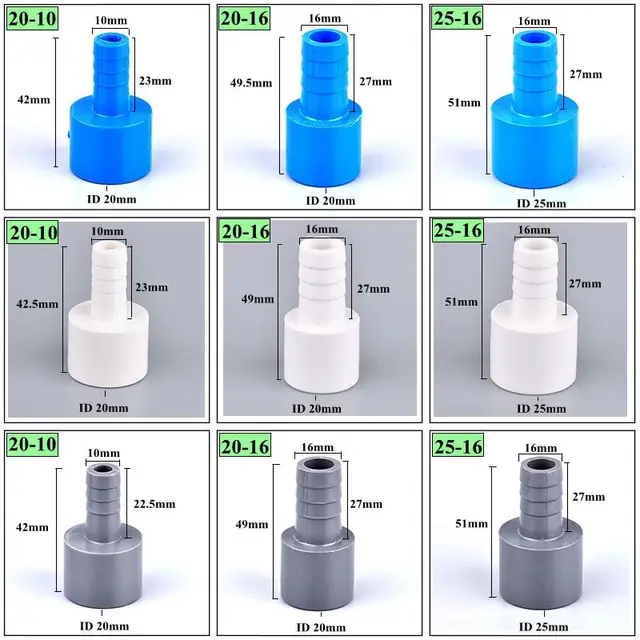 2Pcs I.D 20-10/16 Mm 25-16 Mm-Es Tömlő Pagoda Csatlakozó Változó Átmérőjű Akvárium Haltartálykert Öntözési Vízcső Jiont