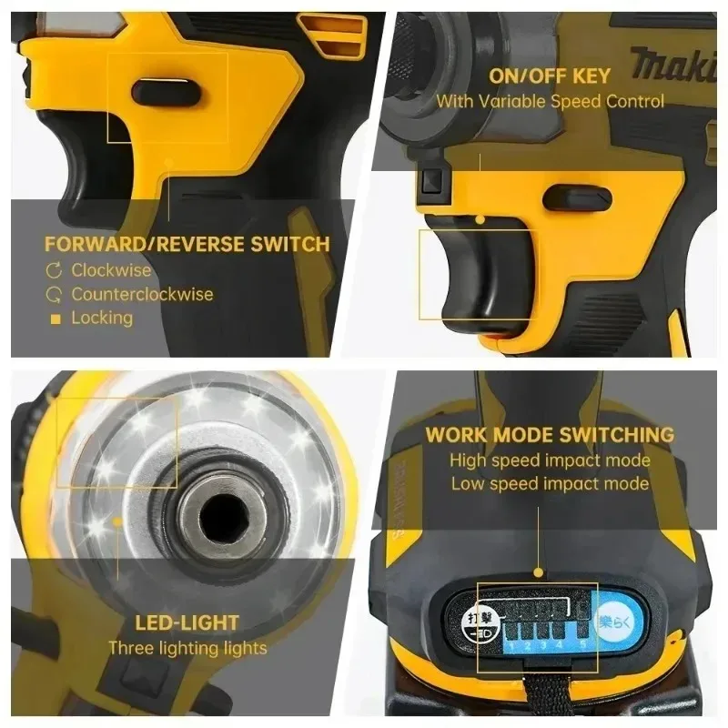 Makita DTD173 1800RPM 무선 임팩트 드라이버 180N.m 브러시리스 모터 전기 드릴 목재/볼트/T-모드 마키타 배터리용