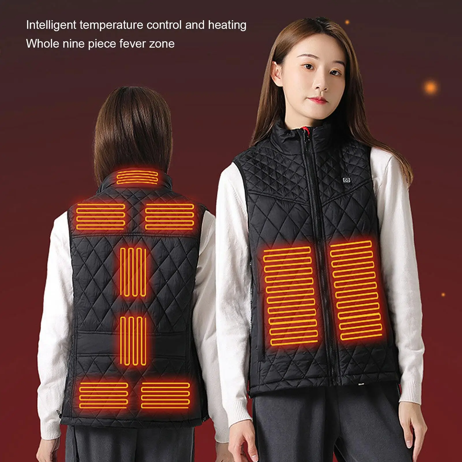 Rechargeable Heated Vest with Infrared Heating-USB Powered, 3 Temperature Levels for outdoor for travel