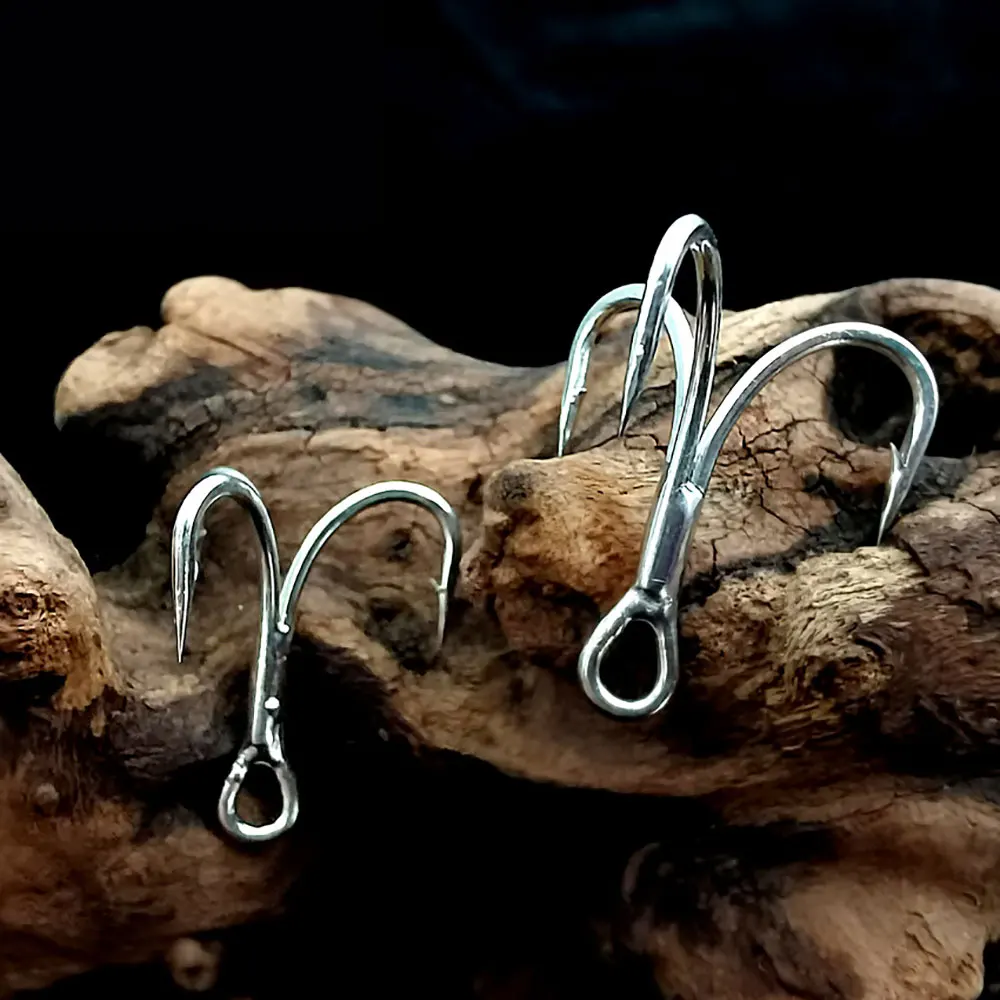 AS 50pcs Origin Treble Fish Hooks Sharpened Sea 1/0 2/0 3/0 Lure