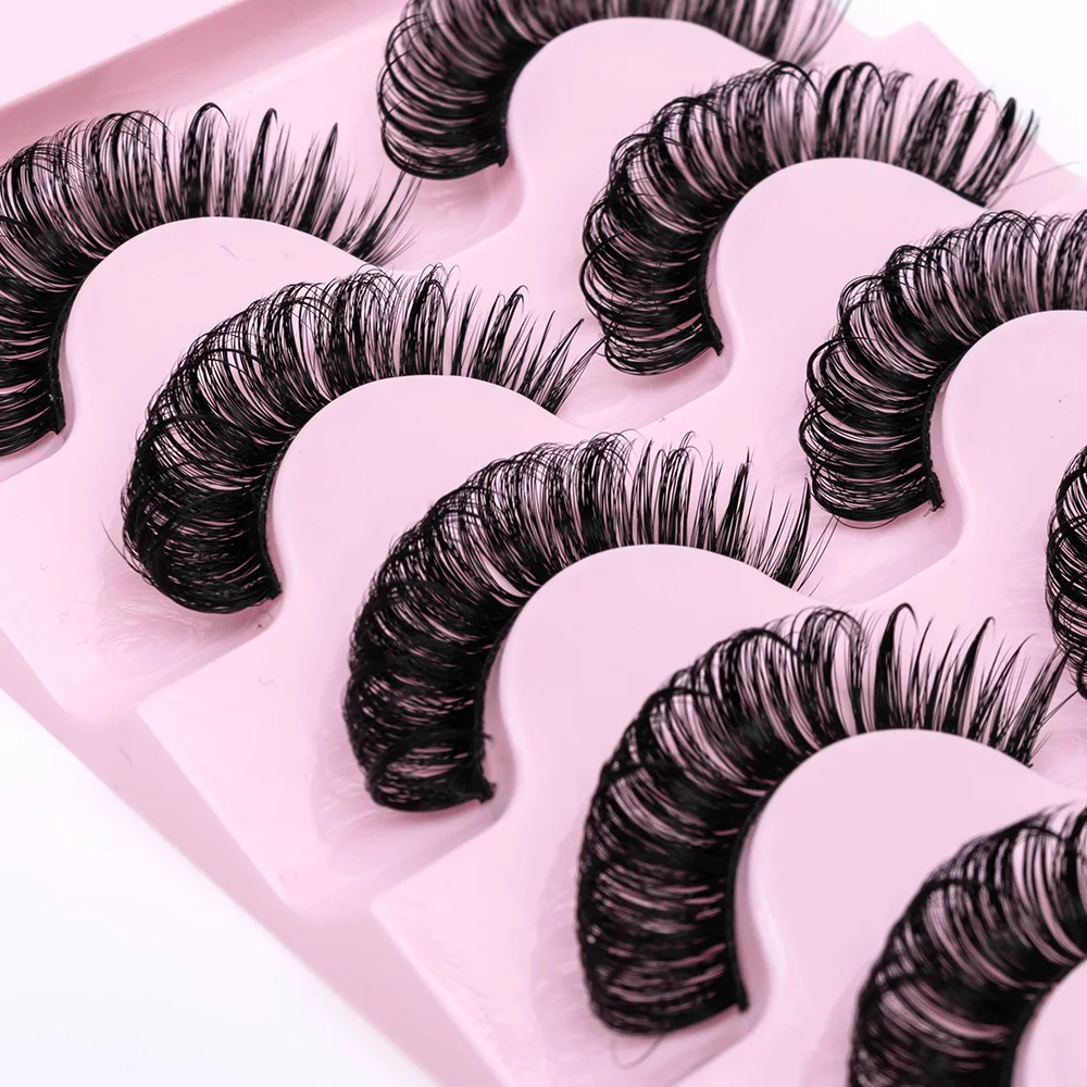 NEW 5Pairs Natural 3D Dramatic Fairy Clusters Manga Lashes Fake Eyelashes Wet Look Cosplay Lashes