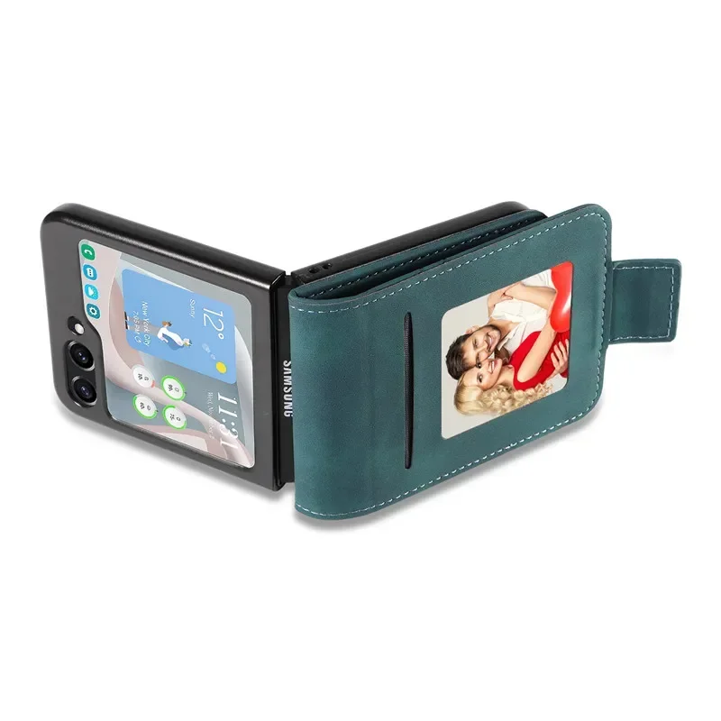 Luxury Leather Flip Wallet Case for Samsung Z Flip