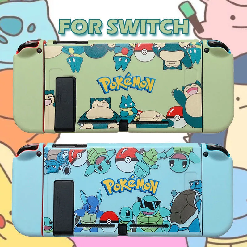 

New Kawaii Pokemon Squirtle Anime Figure Switch Ns/oled Split Type Protective Case Anti-Fall Exquisite Fit Digital Accessories