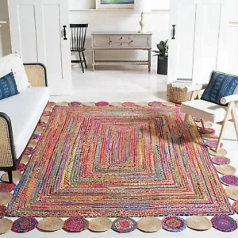 

Rug Jute & Cotton Reversible Handmade Floor Carpet Modern Living Runner Area Rug