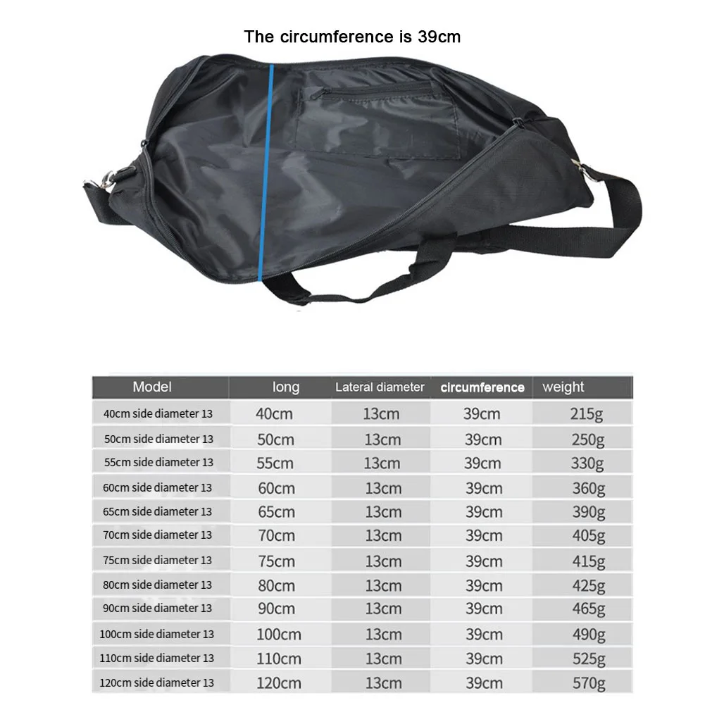Portable Light Stand Tripod Bag Waterproof Oxford Fabric Foldable Travel Carrying Case Smooth Zippers Shoulder Strap 40-120cm