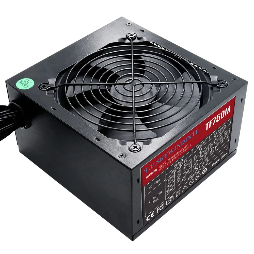 T.F.SKYWINDINTL 컴퓨터 전원 공급 장치, 골드 전원 공급 장치, PC 게이머 750 와트 80 PSU, 750 W