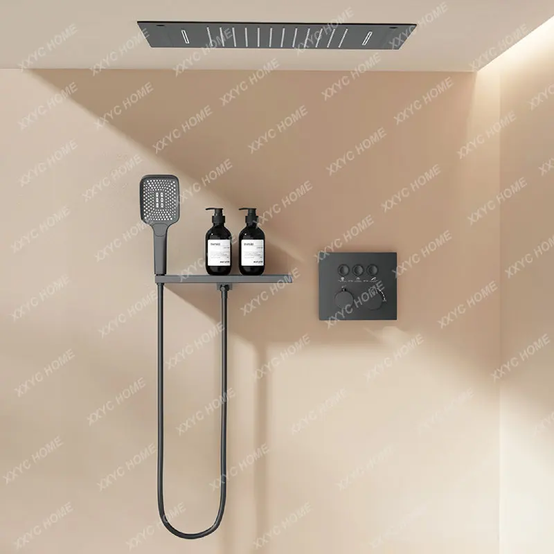 

bathroom shower system simple wall mounted design brass thermostatic 3 function waterfall water outlet Shower