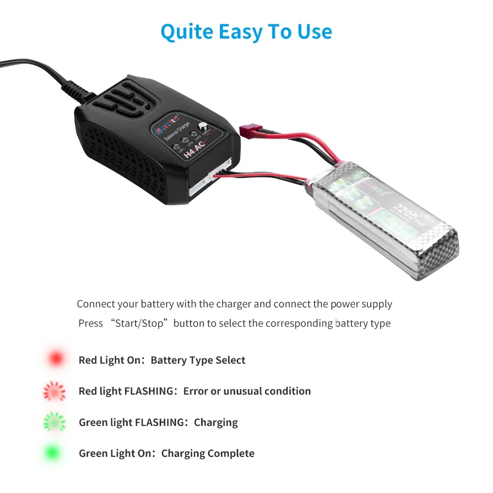 HTRC H4AC Mini Chargeur d'Équilibre 20W 2-4S Lipo LiFe LiHV