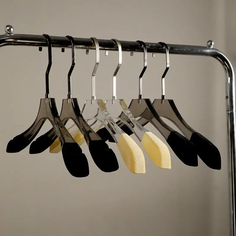 

10Pcs/set Thick Acrylic Hanger Clothing Store Showcase Wardrobe Transparent Soft Anti Slip Durable Hangers for Suit Coat