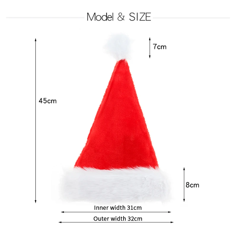 Christmas Hats New Year Thick Plush Hat Adults Kids Hat Christmas Decorations For Home Xmas Santa Claus Gifts Warm Winter Cap