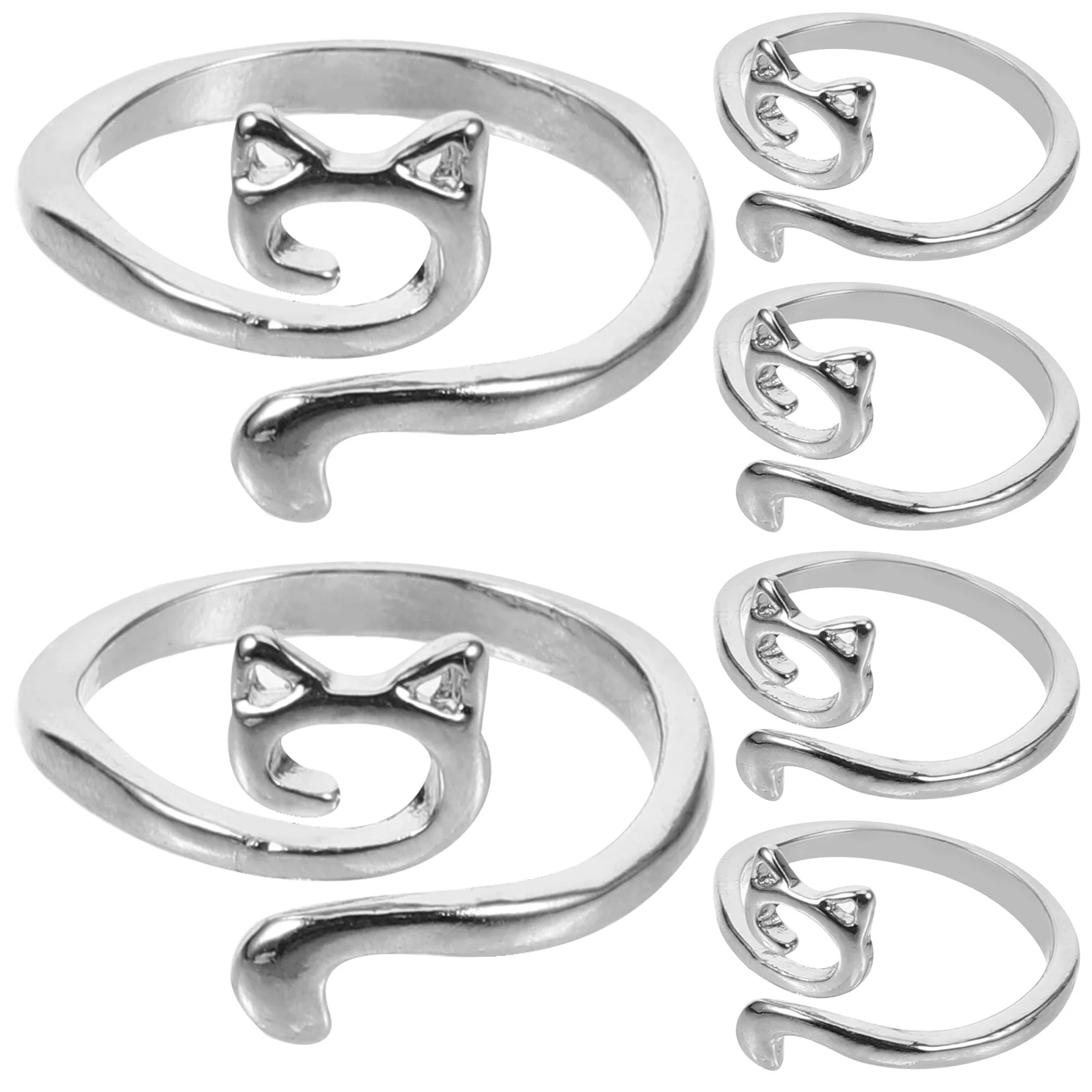 

6Pcs Crochet Ring Adjustable Knitting Rings Crochet Finger Loop Tension Rings Crocheting Sewing Hand Weaving Crafts Cat Yarn