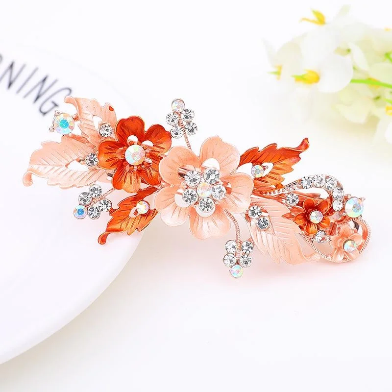 Neue Damen-Haarspange aus Kunstharz mit Kristallblumen, elegante Haarspangen für Hochzeiten, Partys, Alltagskleidung, Accessoires – Detail 19