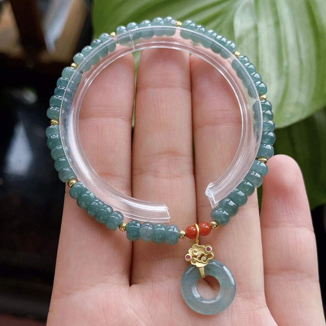 

Lucky Jade Antique Bracelet Creative Bohemian National Pendant Bracelet Hetian Jade Peace Button Feminine Fashion Gift