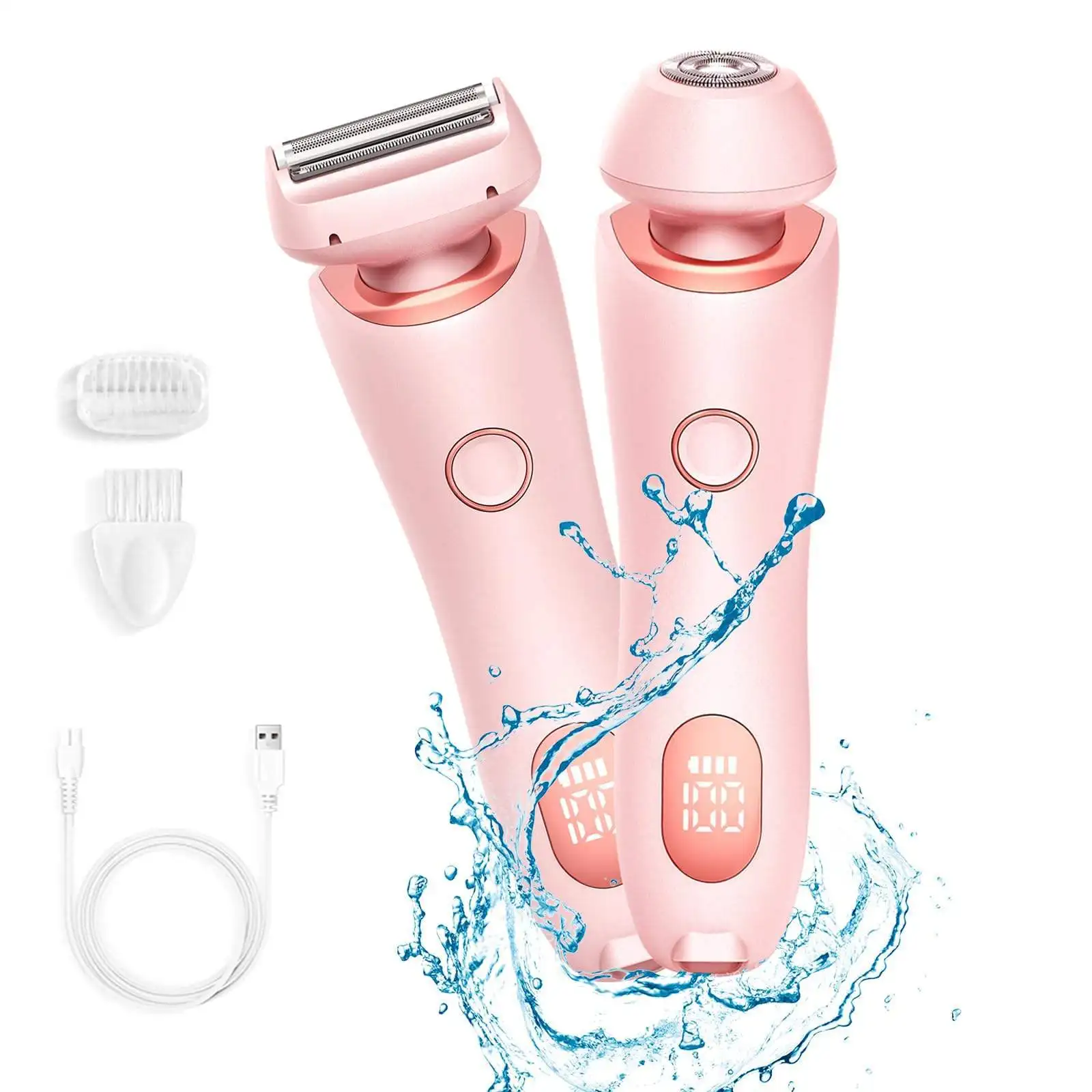 Electric Shaver 2 In 1 Bikini Trimmer Face Shavers Hair Removal for Underarms Legs Ladies Body Trimmer IPX7 Waterproof for Women