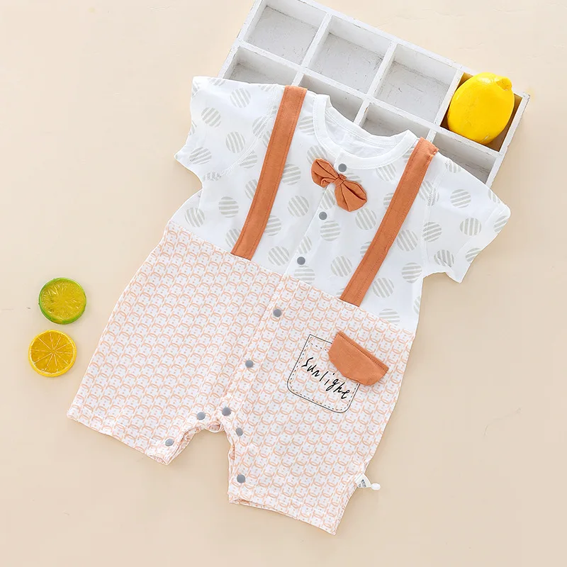 

Newborn jumpsuit, new summer style for boys and girls, printed cotton boneless jumpsuit, baby cartoon crawling suit