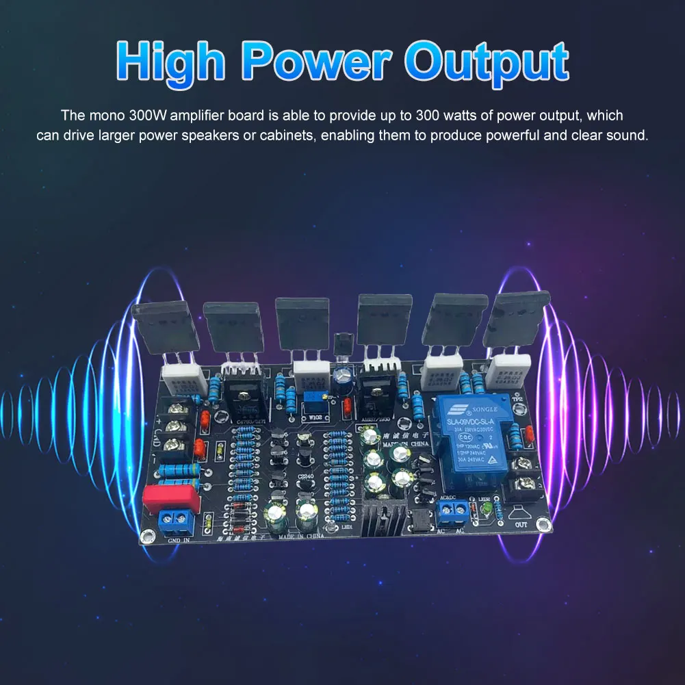 100/200/300W Mono Power Amplifier 1943 + 5200 Mono HIFI Audio Amplifier Finished Board Digital Sound Amplifier Module Board Kit