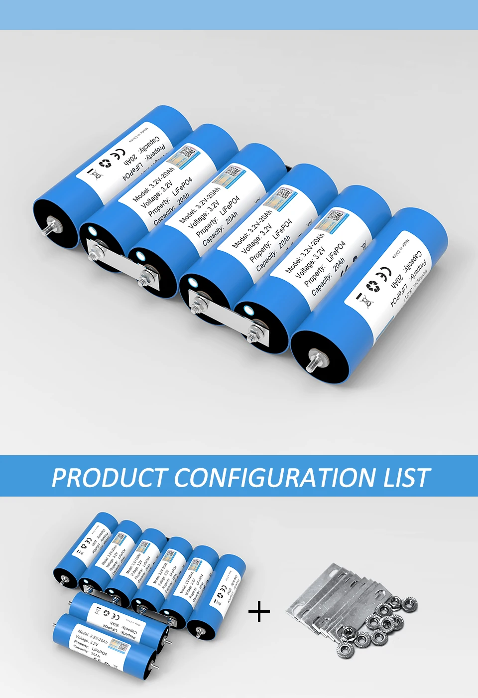 3.2V 20Ah Battery LiFePO4 phosphate Cell for 4S 12V 24V Motorcycle Car motor bat