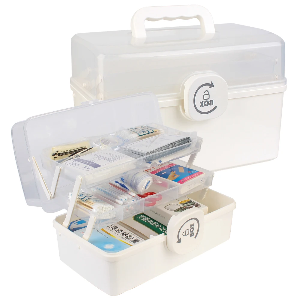 

Ящик для хранения, органайзер для всякой всячины, пластиковые ящики для хранения лекарств, большой емкости, набор для первой помощи, складной контейнер для хранения лекарств
