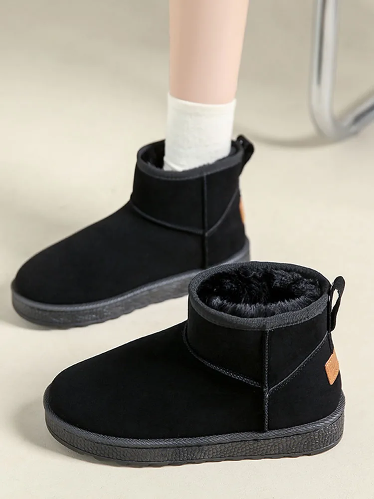 

Женские ботинки, обувь в австралийском стиле, зимняя обувь на плоской подошве, женские ботинки с круглым носком, на среднем каблуке для снежной погоды, 2023, Простые короткие ботинки в римском стиле со шнуровкой