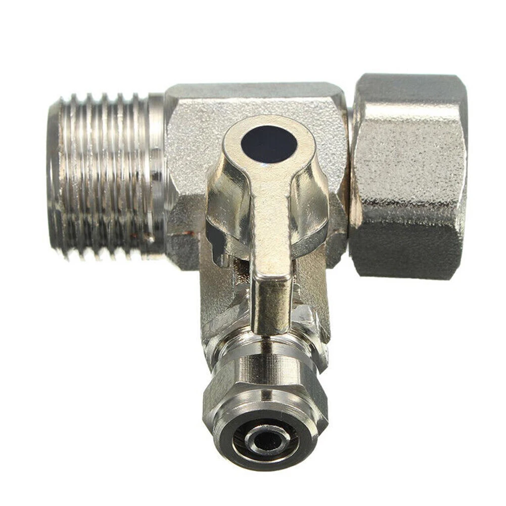1Pcs Water Line Adapter Angle Stop Adapter Alloy T-Valve 1/2" To 1/4" With Shut-Off Ball Valve Tap Tee B Water Hose Pipe Fitting