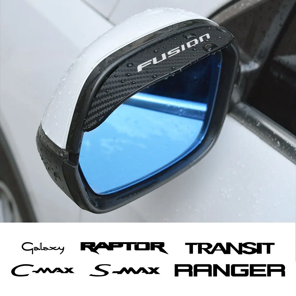 For Ford KA Ranger S-Max C-Max Galaxy Figo Fusion Transit Raptor Flex Car Rain Eyebrow Cover Rainproof Auto Exterior Accessories rearview mirror rain eyebrow,rearview mirror rain guard