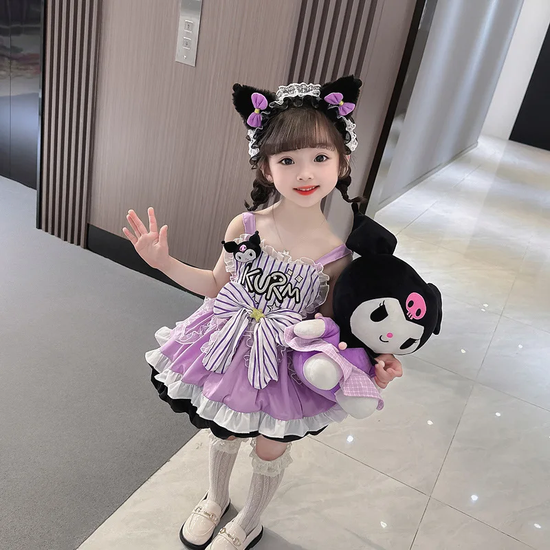 

Sanrio Kawaii Anime Kuromi Children's Lolita Princess Dress Summer New Cartoon Sling Dress Tank Top Princess Dress Birthday Gift
