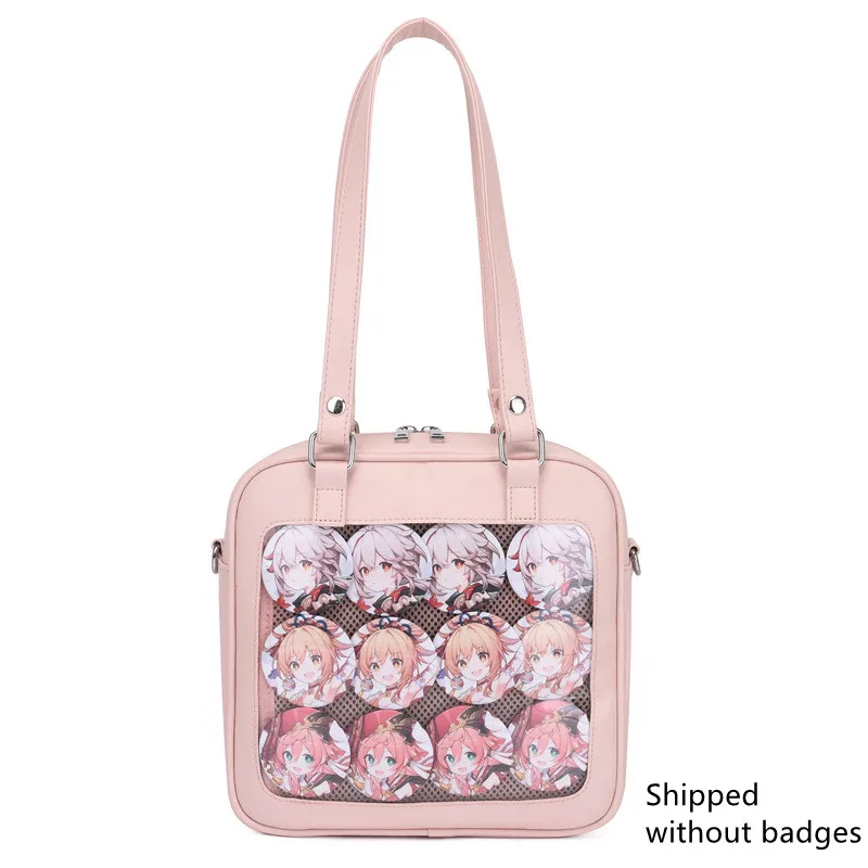 Kawaii Square Ita Bag Heart Backpack Clear Handbags for Women Transparent Luxury Girls Japanese Lolita Style Messenger Bag H205 