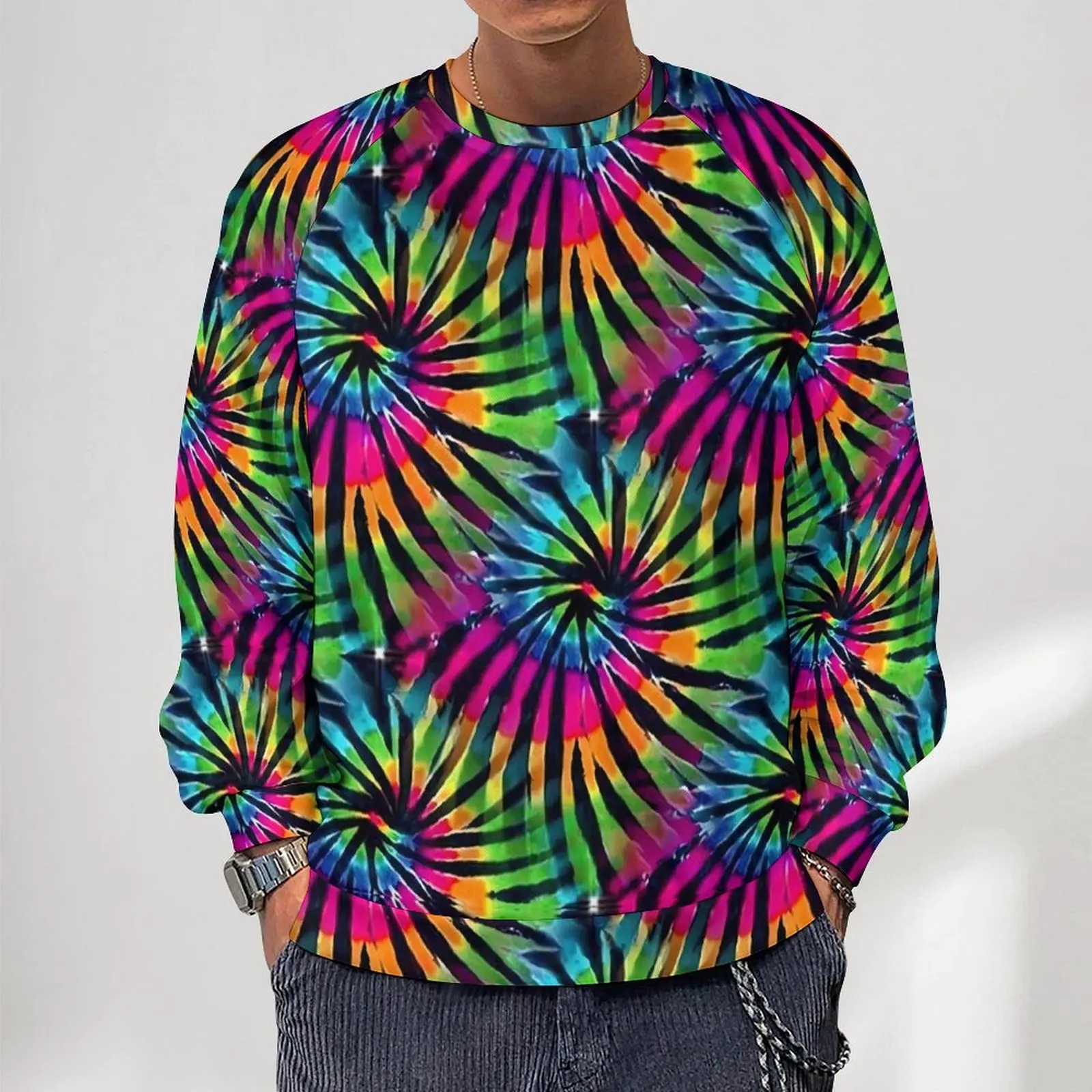 

Tie Dye Pinwheels Essentials Hoodies Winter Colorful Print Street Fashion Sweatshirts Male Funny Graphic Oversized Hoodie