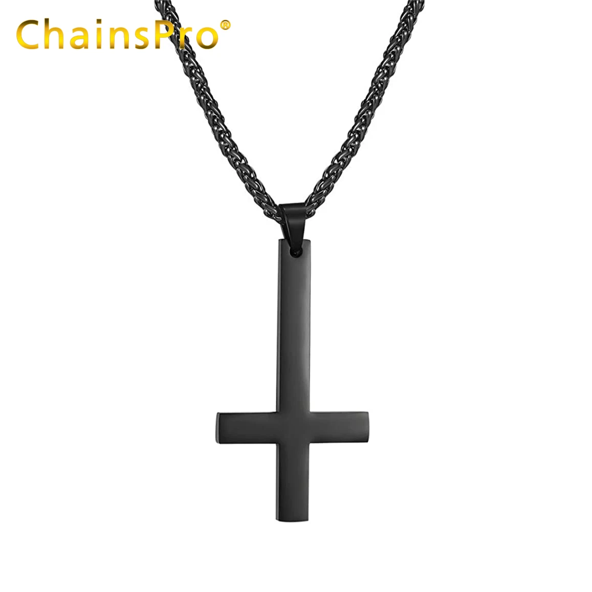 

ChainsPro Stainless Steel Inverted Cross Necklace Gothic Occult Devil Satanic Symbol Jewelry