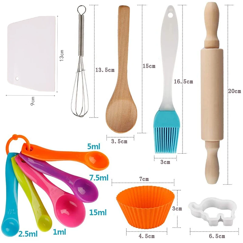 Children Cooking Baking Set Kitchen Toys Role Play Chef Hat Gloves Utensil Kitchenware Cooking Set Toddler Dress Up Toys Girls