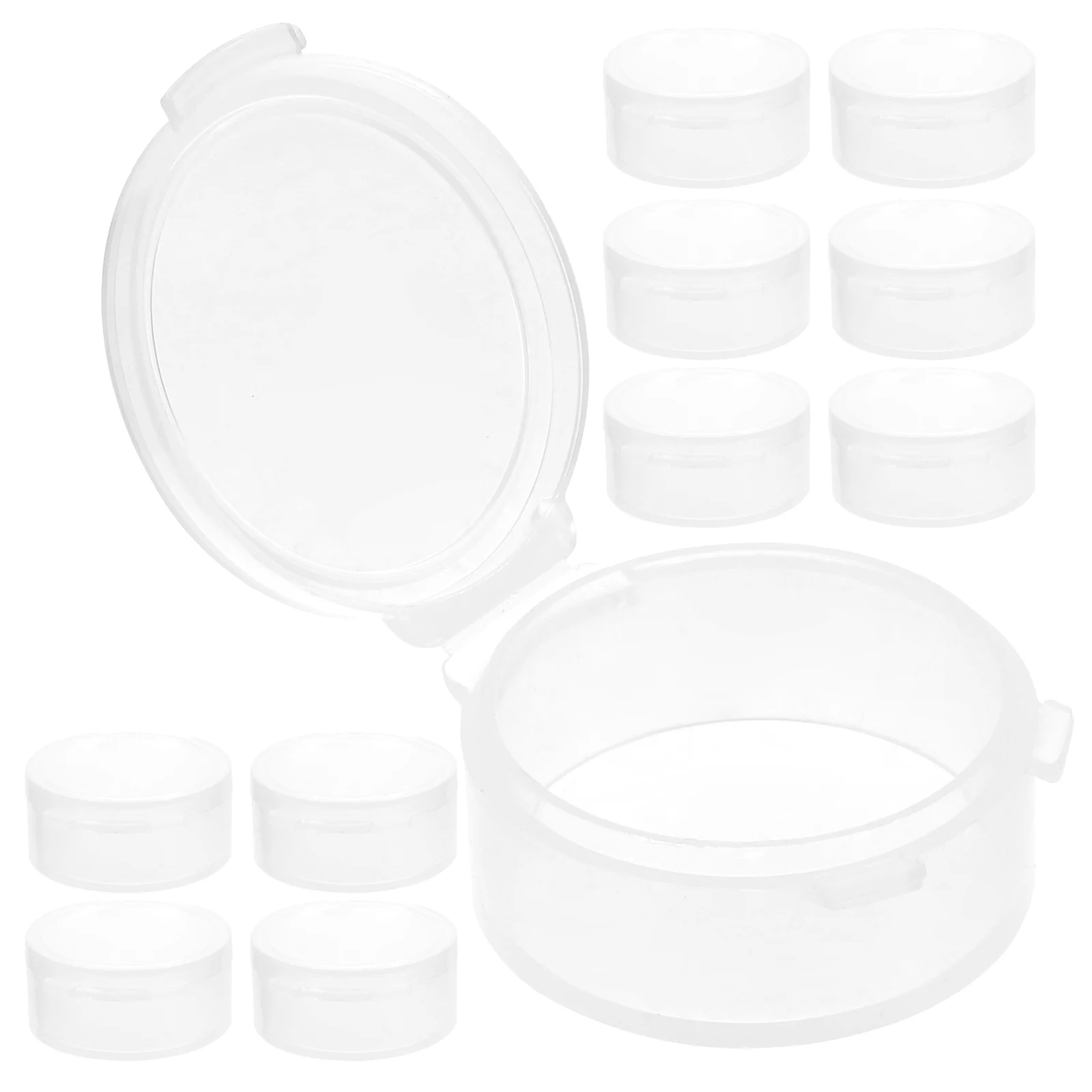 

10pcs Transparent Round PP with Cover Container Earplug Storage (White)