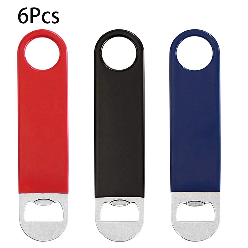 

6 шт., плоские открывалки для бутылок из нержавеющей стали