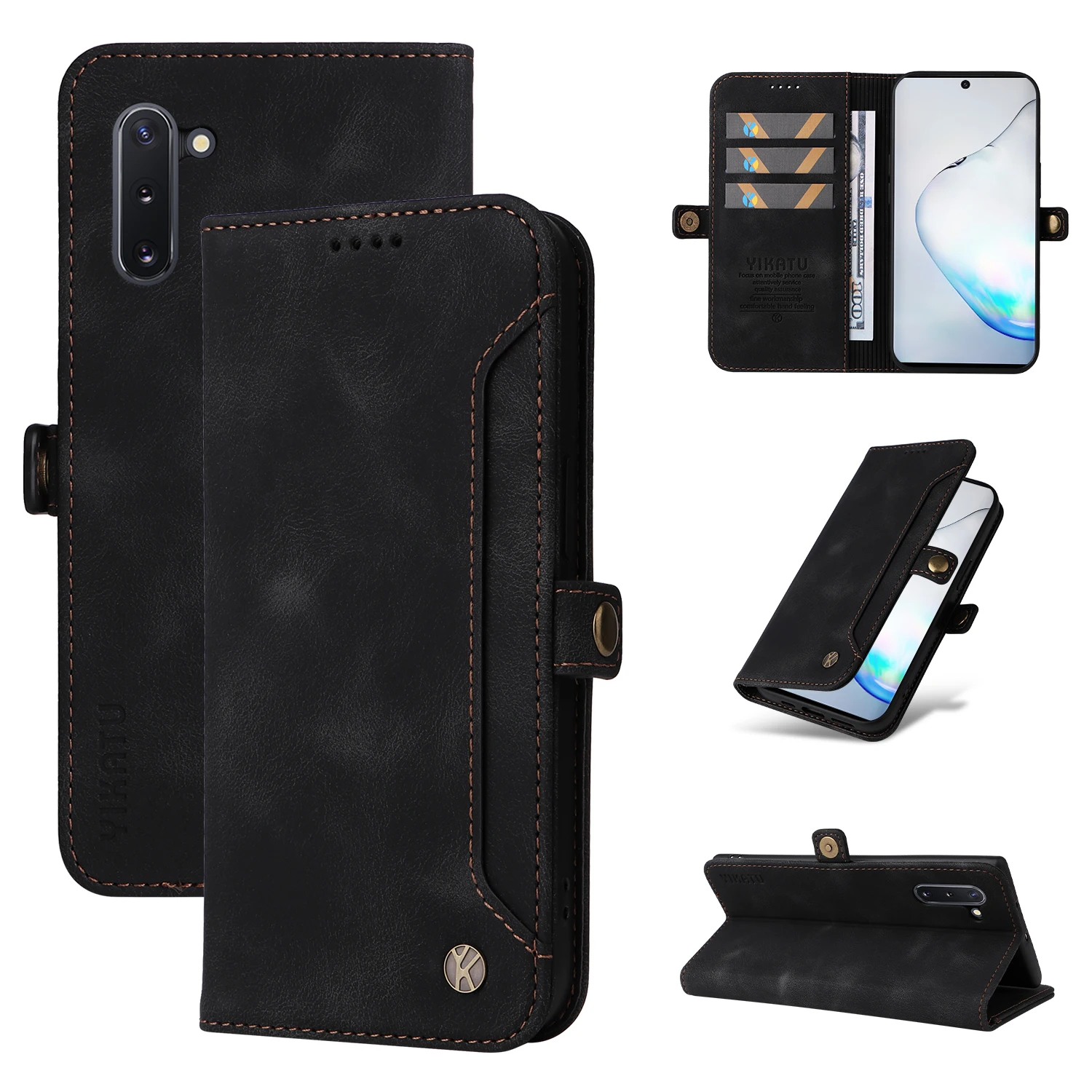 Original YIKATU Mobile Phone Case For Samsung Galaxy Note 10 Plus 9 20 Ultra Leather  Flip Slim Wallet Cover YK 002 Series