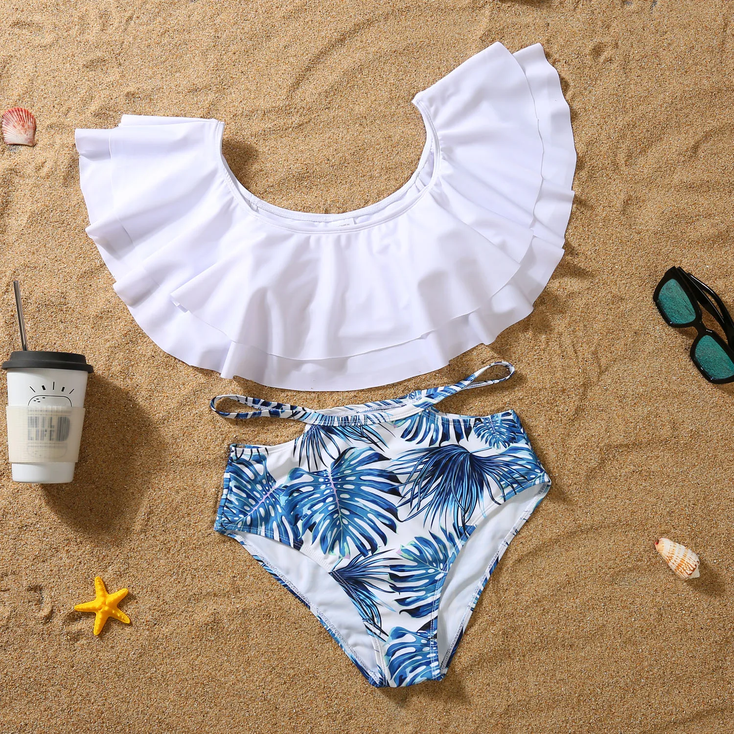 Family Matching Outfits Summer Breezy Palm Leaf Family Matching Swimsuit Swimwear Mother and Daughter Kids Family Look Swimming 4