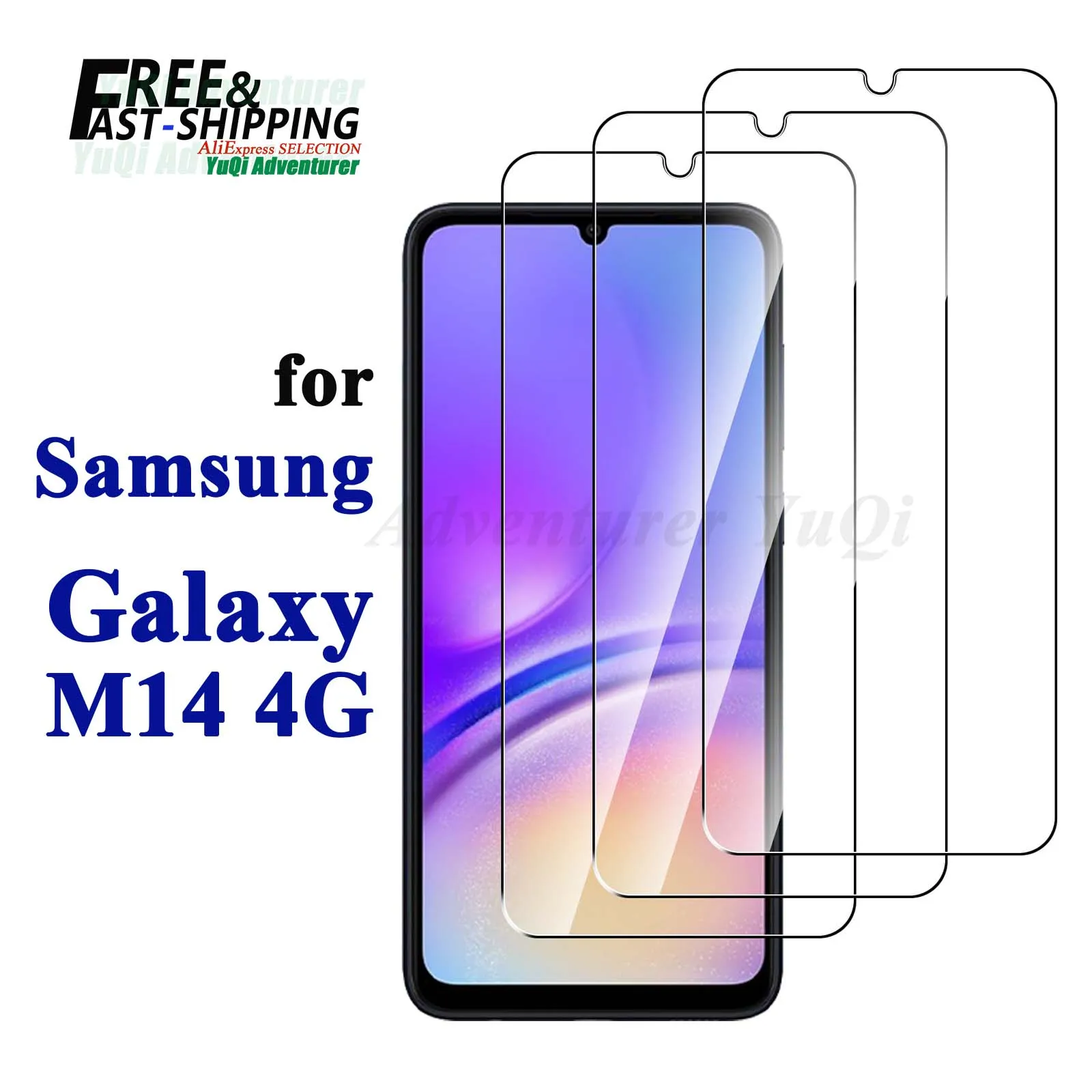 

Screen Protector For Galaxy M14 4G Samsung, Tempered Glass HD 9H Hight Aluminum Anti Scratch Case Friendly Selection Free Ship