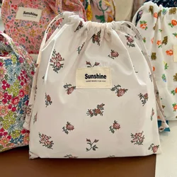 Floral Print Travel Drawstring Bag - Portable Cotton Organizer for Underwear, Socks, and Makeup (7)