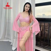 Vêtements d'entraînement de danse du ventre pour femmes, vêtements de Performance de tempérament élégants personnalisés, ensemble en maille confortable et respirante 6
