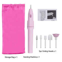 Compact Electric Nail Drill Kit for Manicure & Pedicure - Professional Polishing & Sanding Tool Set (Pink)
