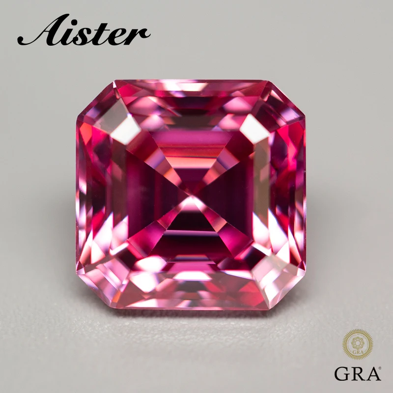 New Pink Moissanite Stone Asscher Cut Pass Diamond Tester Con Rapporto Gra Per La Creazione Di Gioielli