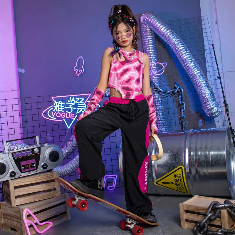 

Kids Hip-Hop Jazz Dance Costumes Girls Street Dance Outfit Kpop Clothing Stage Ballroom Performance Suit Catwalk Clothes XS6665