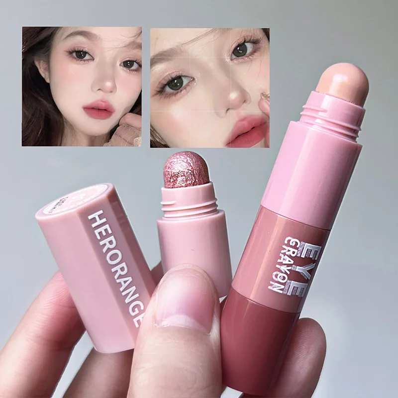 Eye Shadow Eyeshadow Stick Eye Shadow Stick Eye Shadow Plate 4 In 1 Eyeshadow Pencil Kit Velvet Matte Pigment Shimmer Highlight Makeup Combination Pink Brown Mini Eye Shadow Pen Cosmetic