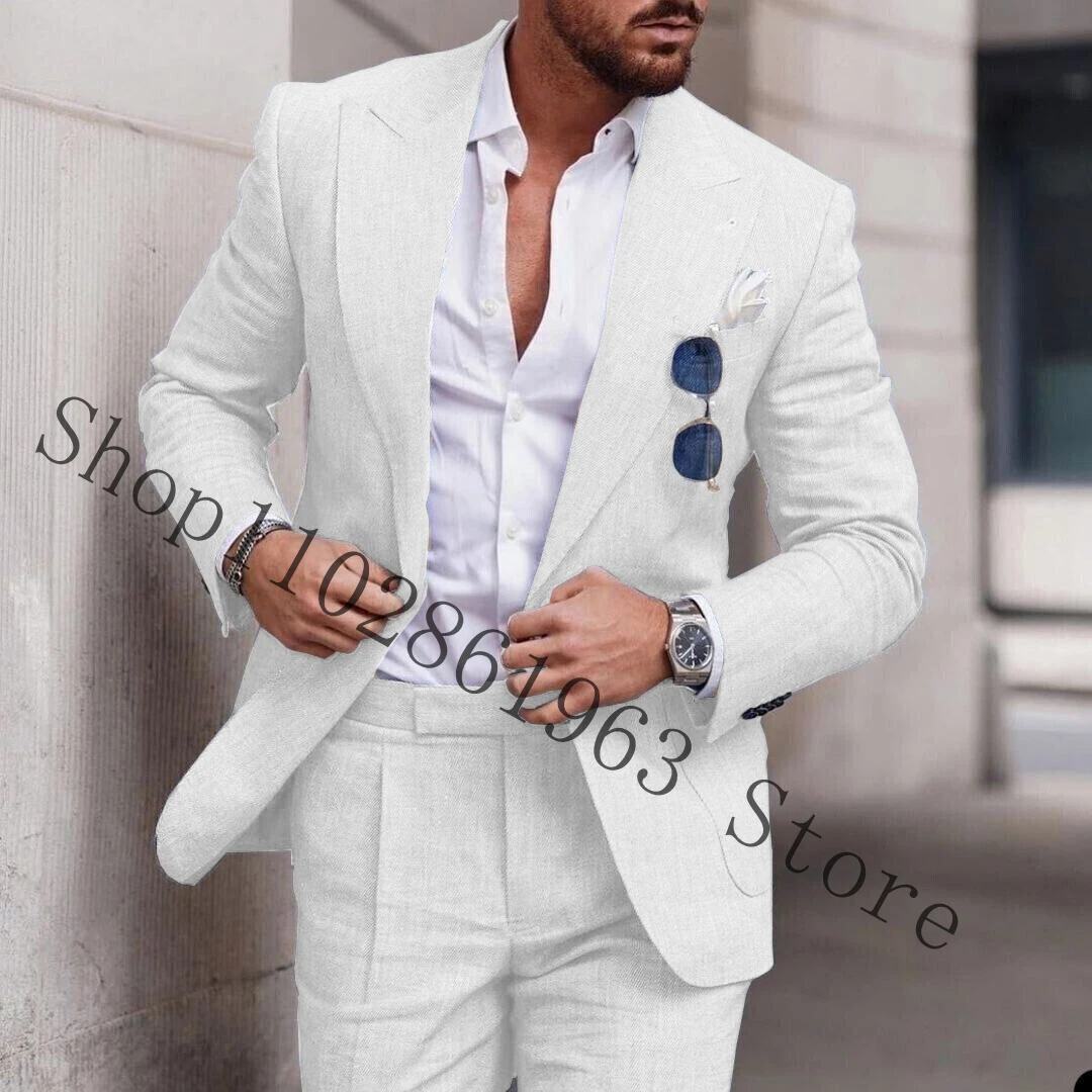 Costumes en lin blanc pour hommes