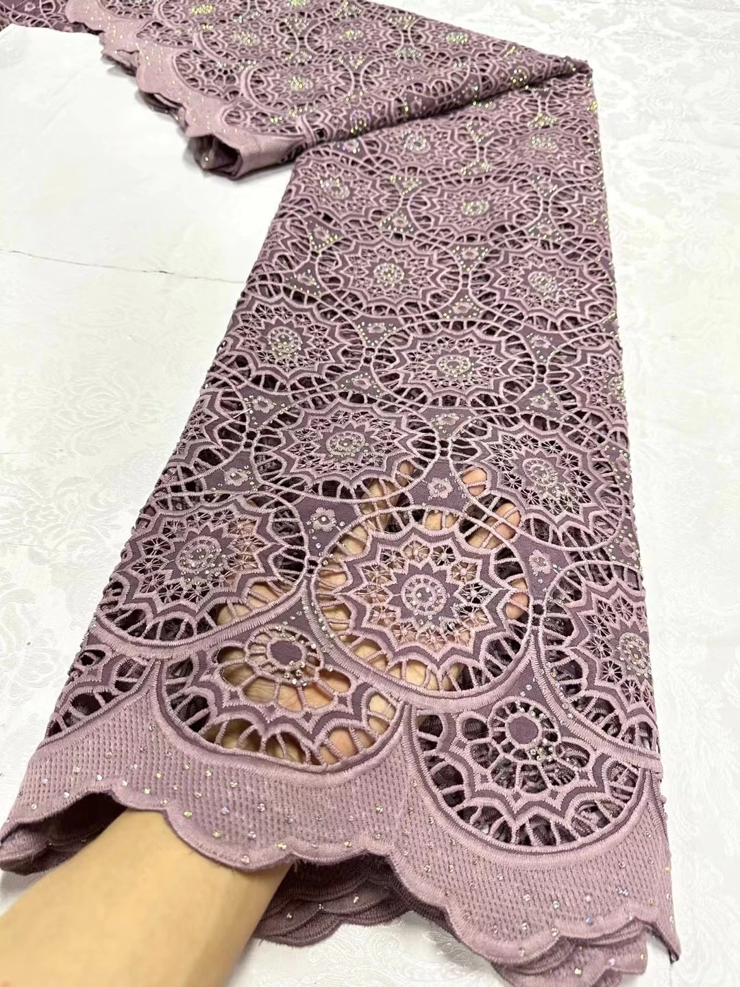 

Африканский нигерийский тюль, кружева ткань, вышивка блестками, Французская ткань для шитья, 5 ярдов, 2024