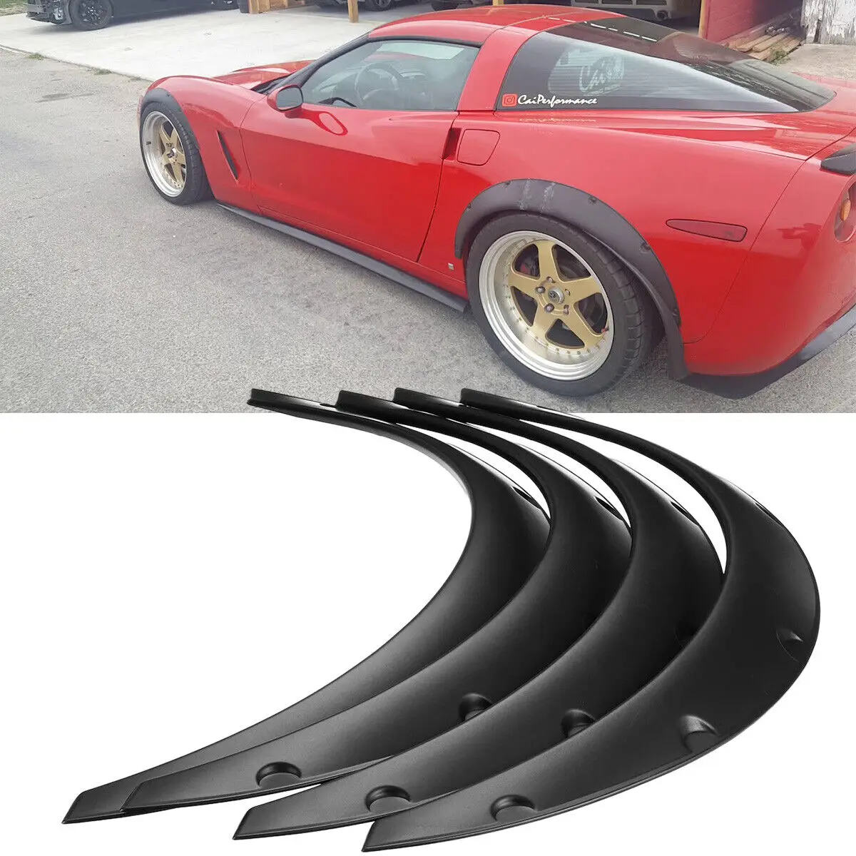 4Pcs PP Black Fender Flares Wide Body Kit Wheel Arches For Chevrolet
