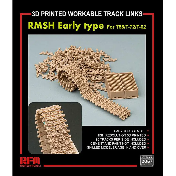 

RYEFIELD RM-2057 1/35 SCALE 3D PRINTED WORKABLE TRACK LINKS RMSH EARLY TYPE FOR T55/T-72/T-62